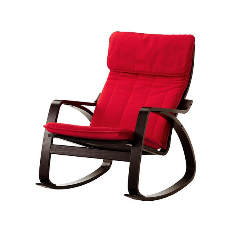 POÄNG Šūpuļkrēsls (sarkans/melni brūns)